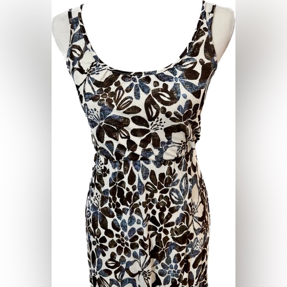 NWOT 💋 LOFT 💋 Brown & Navy Blue Floral Print Strappy Maxi Dress - XSP - Picture 6 of 9